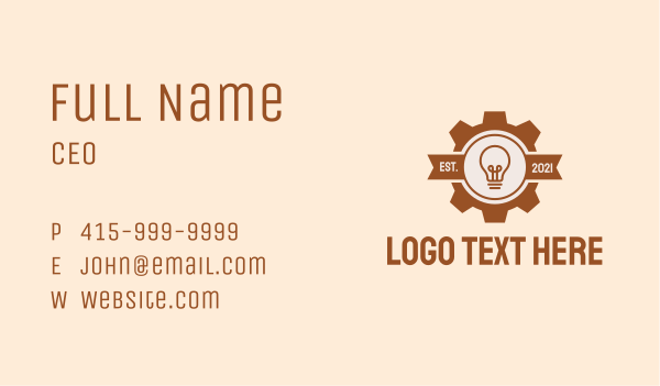Light Bulb Gear Banner Business Card Design Image Preview