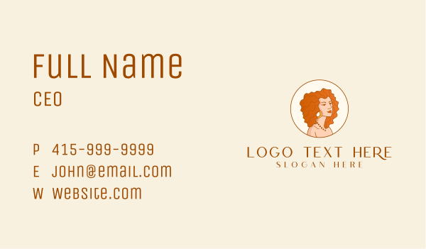 Beauty Curly Hair Business Card Design Image Preview