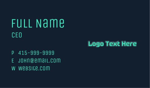 Glowing Tech Wordmark Business Card Design