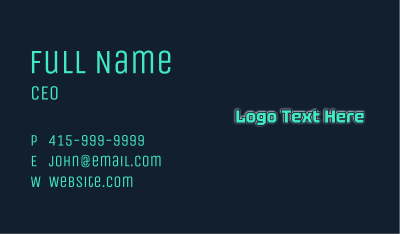Glowing Tech Wordmark Business Card