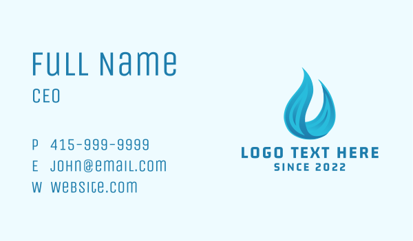 Blue Water Flame Business Card Design Image Preview