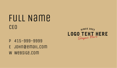 Retro Apparel Brand Wordmark  Business Card Image Preview