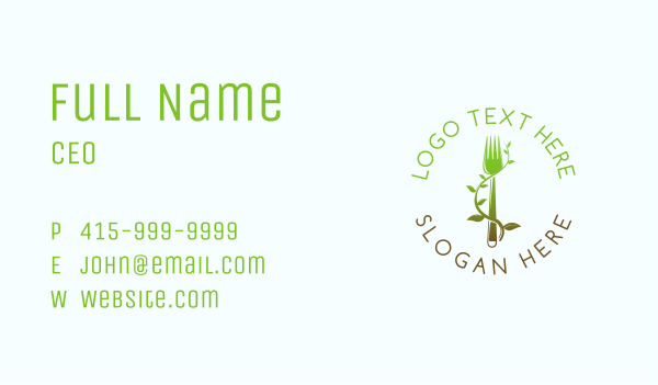 Organic Vine Fork Business Card Design Image Preview