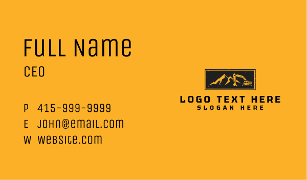 Excavator Backhoe Mountain Business Card Design Image Preview