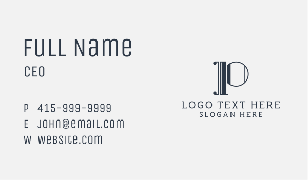 Elegant Art Deco Letter P Business Card Design Image Preview