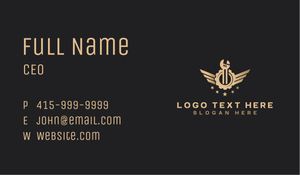 Cog Wrench Wing Business Card Design Image Preview