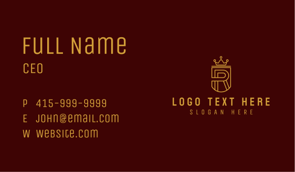 Crown Shield Letter R Business Card Design Image Preview