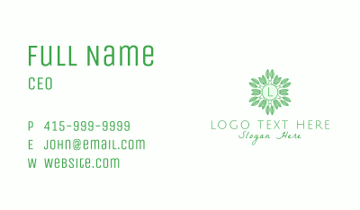 Green Leaves Letter Business Card Image Preview