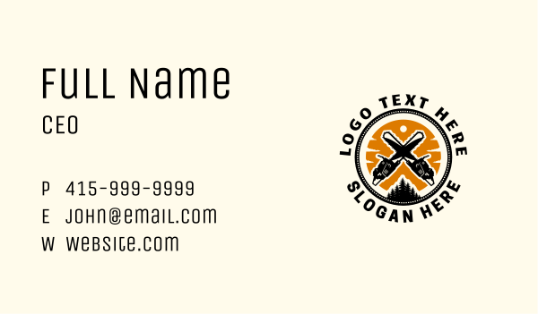Chainsaw Lumberjack Woodwork Business Card Design Image Preview