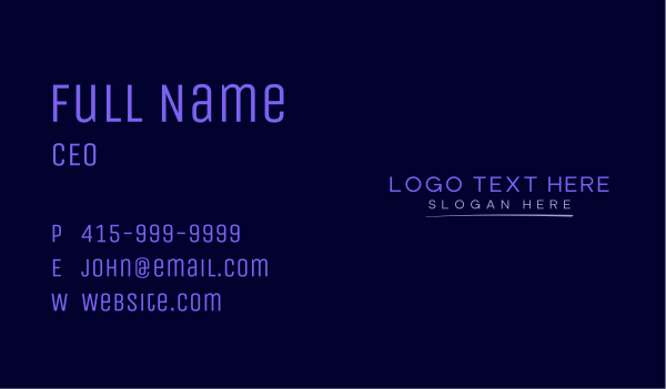 Purple Neon Wordmark Business Card Design Image Preview