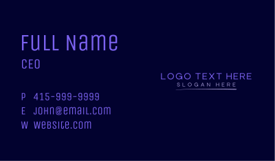 Purple Neon Wordmark Business Card Image Preview