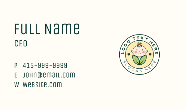 Cute Leaf Baby Business Card Design Image Preview