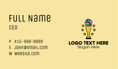Volleyball Trophy Award  Business Card Image Preview