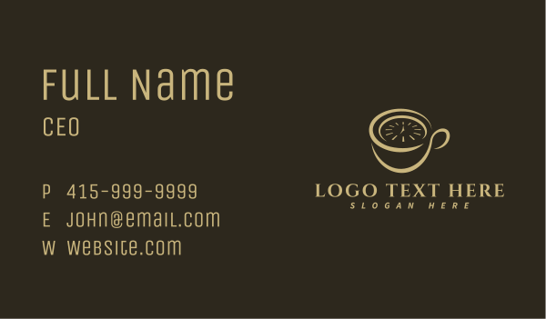 Coffee Cup Clock Business Card Design Image Preview