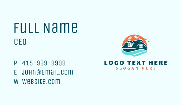Beach House Summer Business Card Design Image Preview