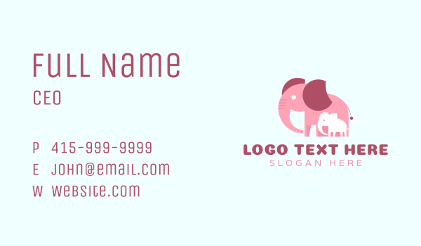 Lovely Elephant Family Business Card Design Image Preview
