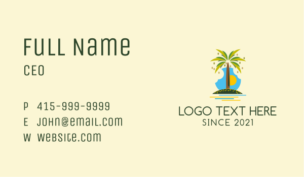 Tropical Beach Tree  Business Card Design Image Preview
