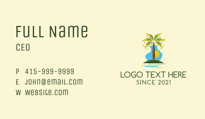 Tropical Beach Tree  Business Card Image Preview