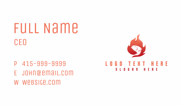 Flaming Fish BBQ Business Card Design Image Preview