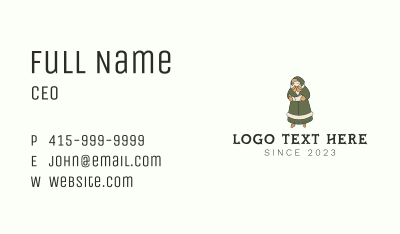 Caroling Woman Mascot Business Card Image Preview