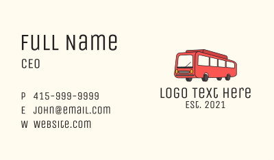 Red Service Bus  Business Card