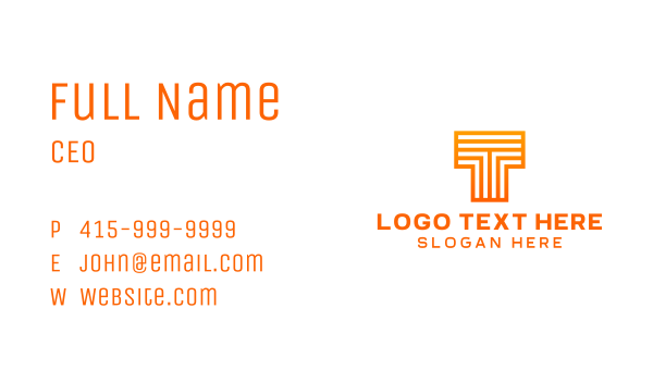 Orange Line T Business Card Design Image Preview