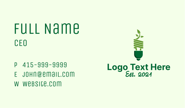 Eco Leaf Bulb Business Card Design Image Preview