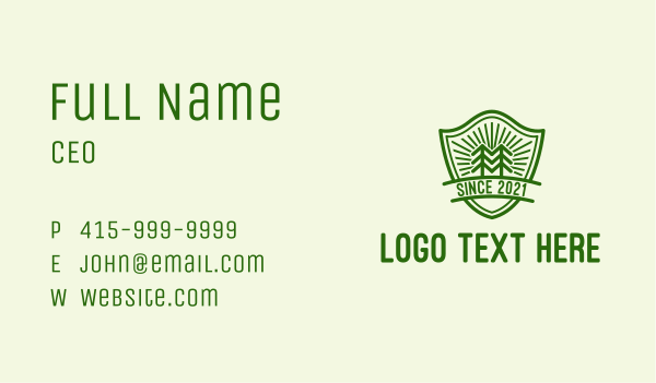 Forest Tree Shield Business Card Design Image Preview