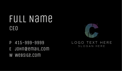 Modern Glitch Letter C Business Card Image Preview