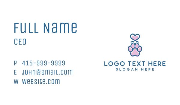 Heart Paw Pet Business Card Design Image Preview