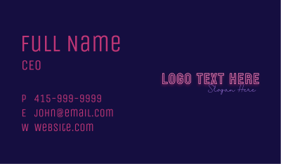Neon Party Wordmark Business Card Image Preview