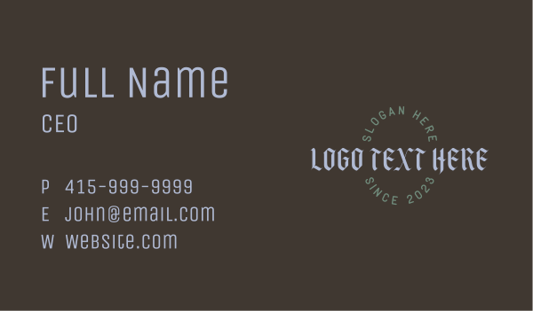 Classic Gothic Wordmark Business Card Design Image Preview