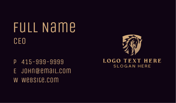 Gold Stallion Horse Shield Business Card Design Image Preview