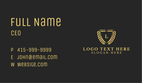 Elegant Shield Wreath Lettermark Business Card Design Image Preview