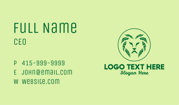 Green Leaf Lion  Business Card Design Image Preview