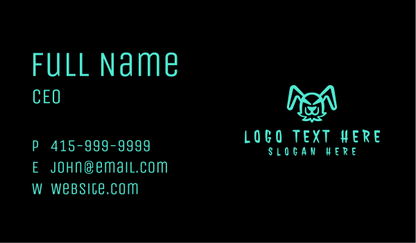 Fluorescent Evil Bunny Business Card Design Image Preview