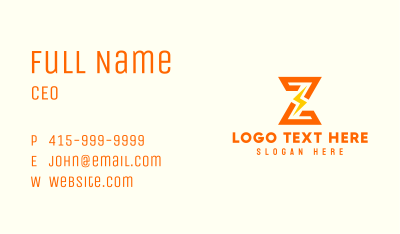 Power Voltage Letter Z Business Card Image Preview