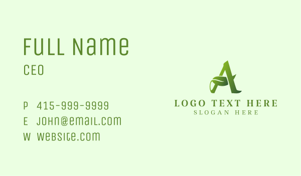 Herbal Boutique Letter A  Business Card Design Image Preview