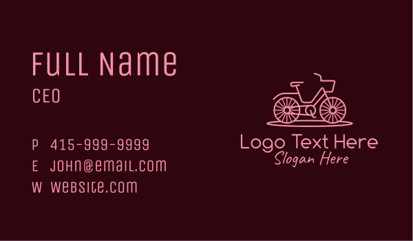 Minimalist Pink Bike  Business Card Design Image Preview