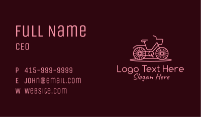 Minimalist Pink Bike  Business Card Image Preview