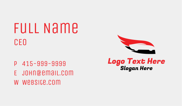 Flaming Wing Race Car Business Card Design Image Preview