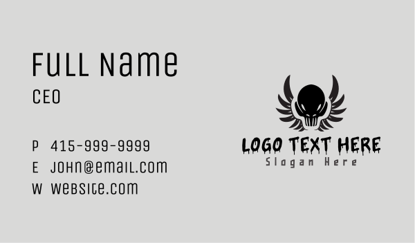 Skull Wings Tattoo Business Card Design Image Preview