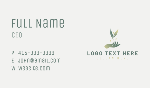 Organic Hand Leaf Business Card Design Image Preview