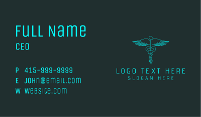 Neon Medical Caduceus Business Card Image Preview
