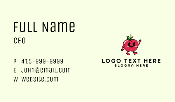 Adorable Apple Mascot Business Card Design Image Preview