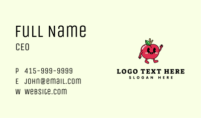 Adorable Apple Mascot Business Card