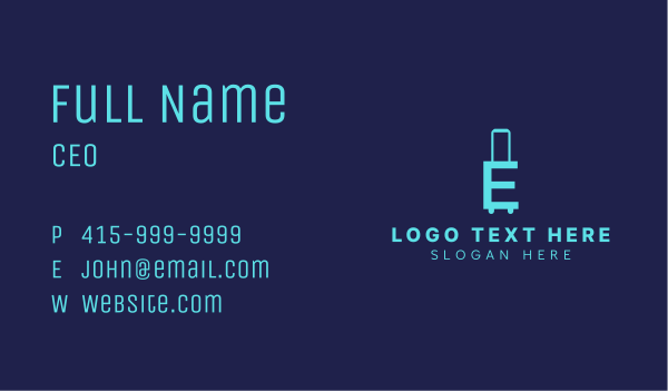 Letter E Travel Luggage  Business Card Design Image Preview
