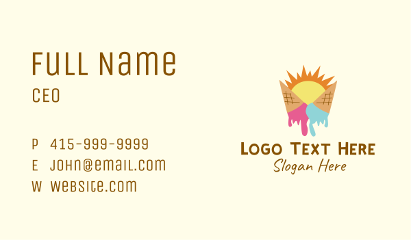 Summer Melting Ice Cream Business Card Design Image Preview