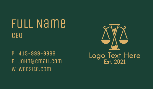 Justice Scale Time Business Card Design