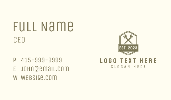 Wrench Repair Hardware Badge Business Card Design Image Preview